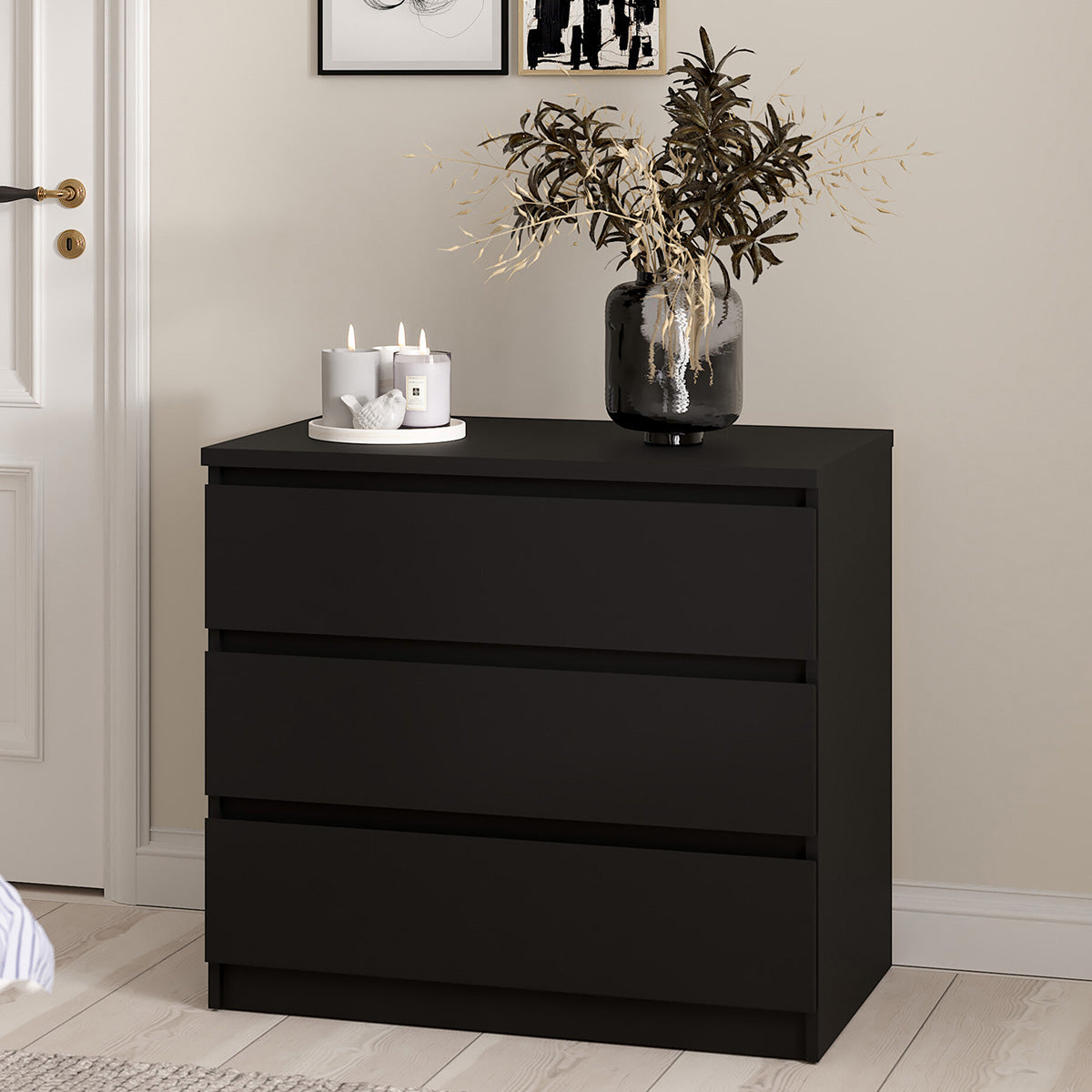 Wooden Chest Of 3 Drawers - Naia