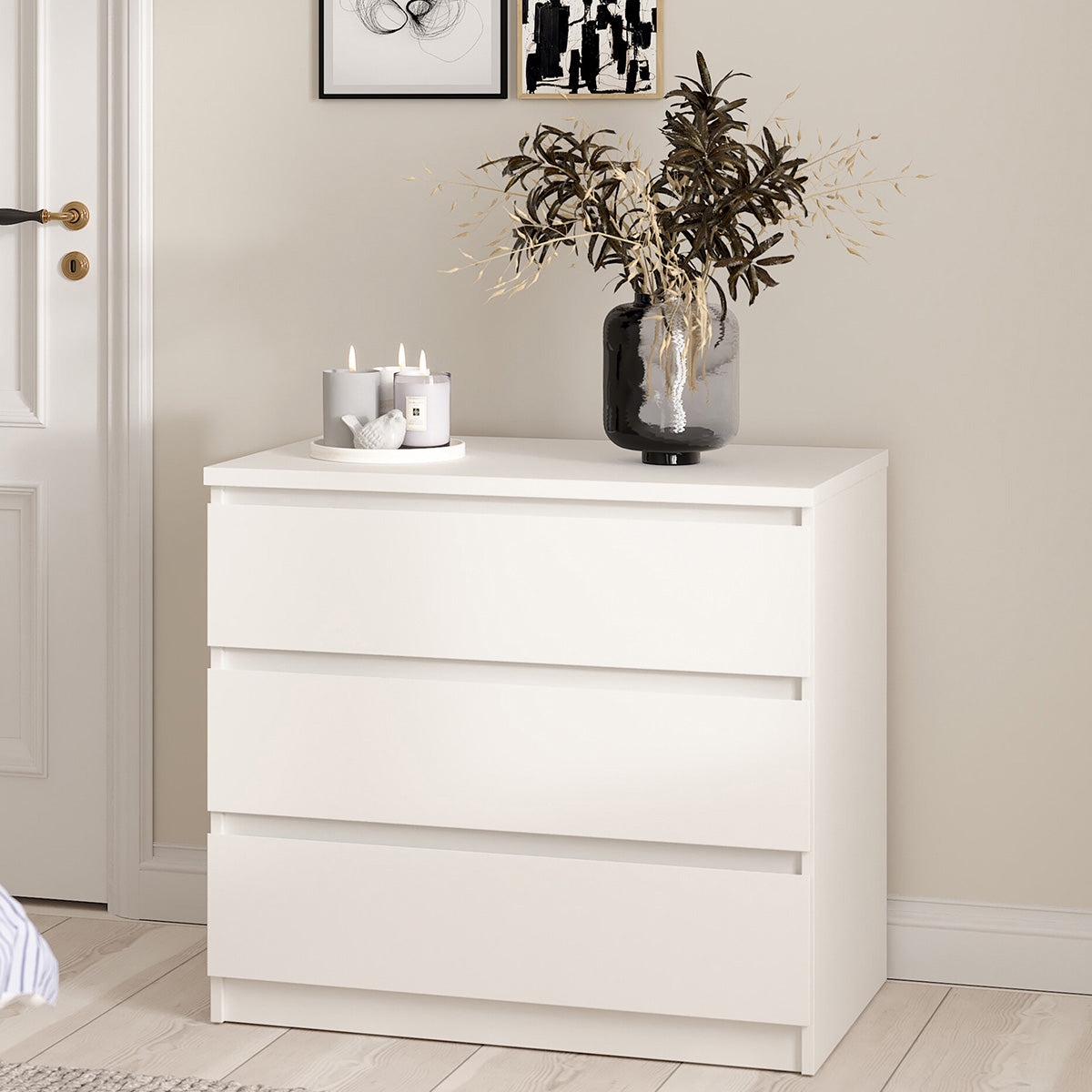 Wooden Chest Of 3 Drawers - Naia