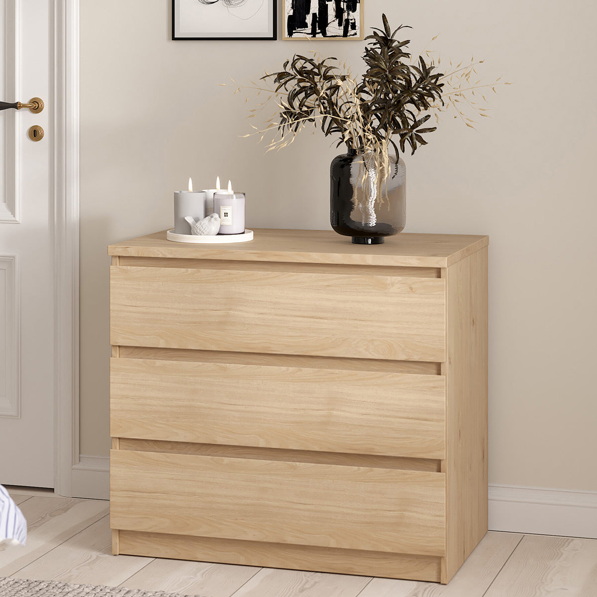 Wooden Chest Of 3 Drawers - Naia