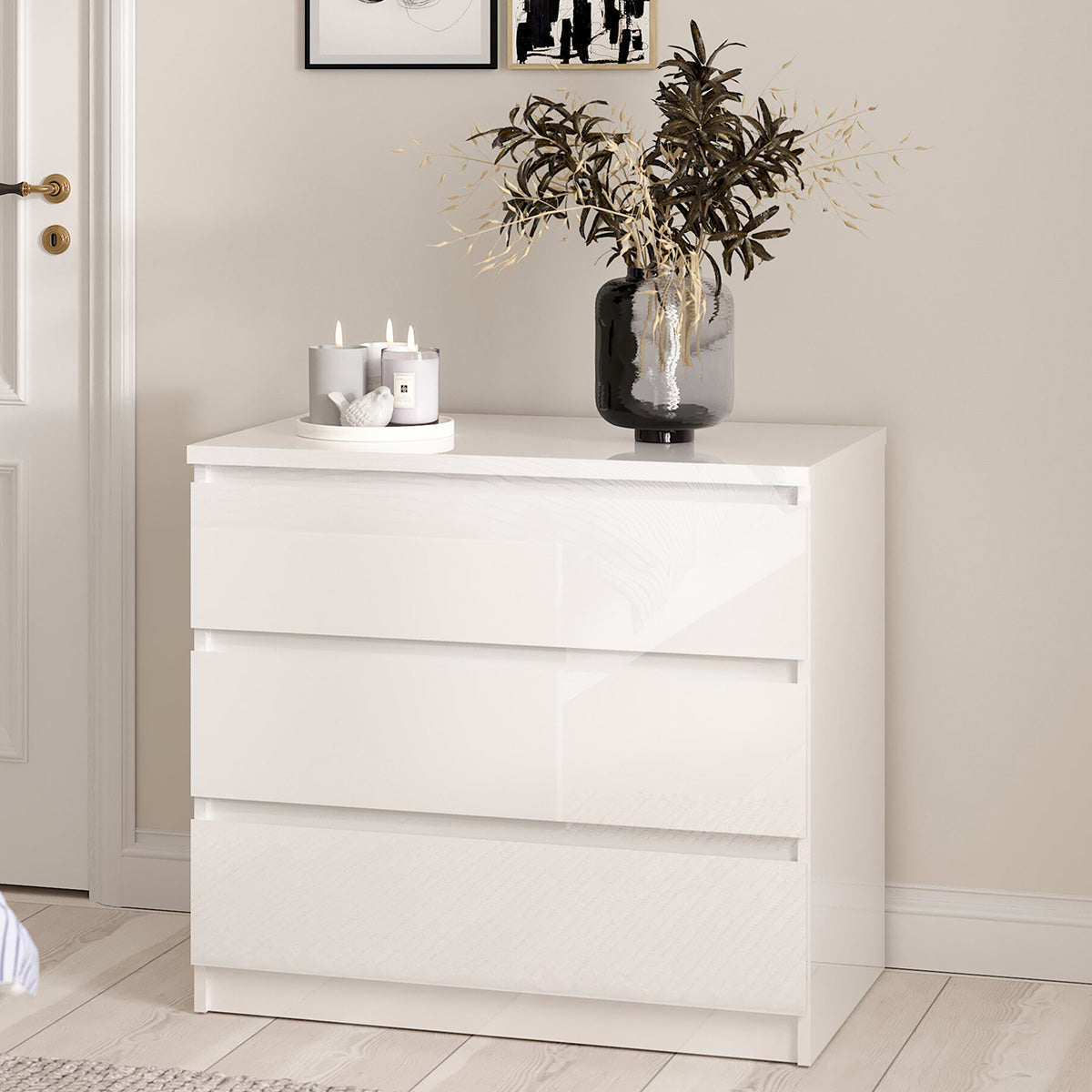 Wooden Chest Of 3 Drawers - Naia