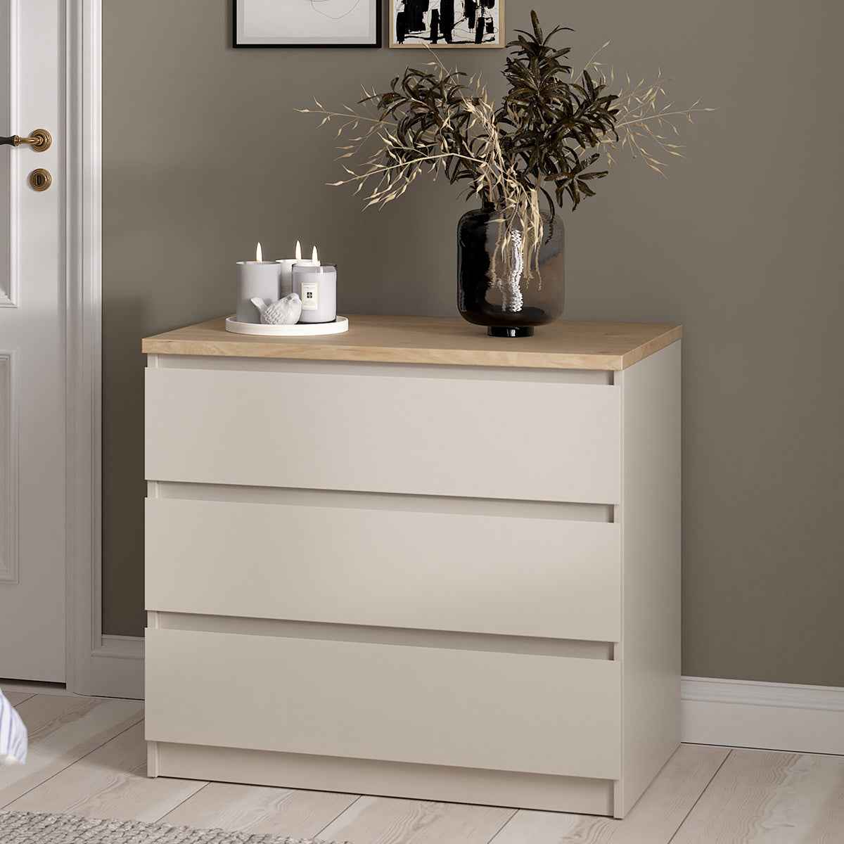 Wooden Chest Of 3 Drawers - Naia