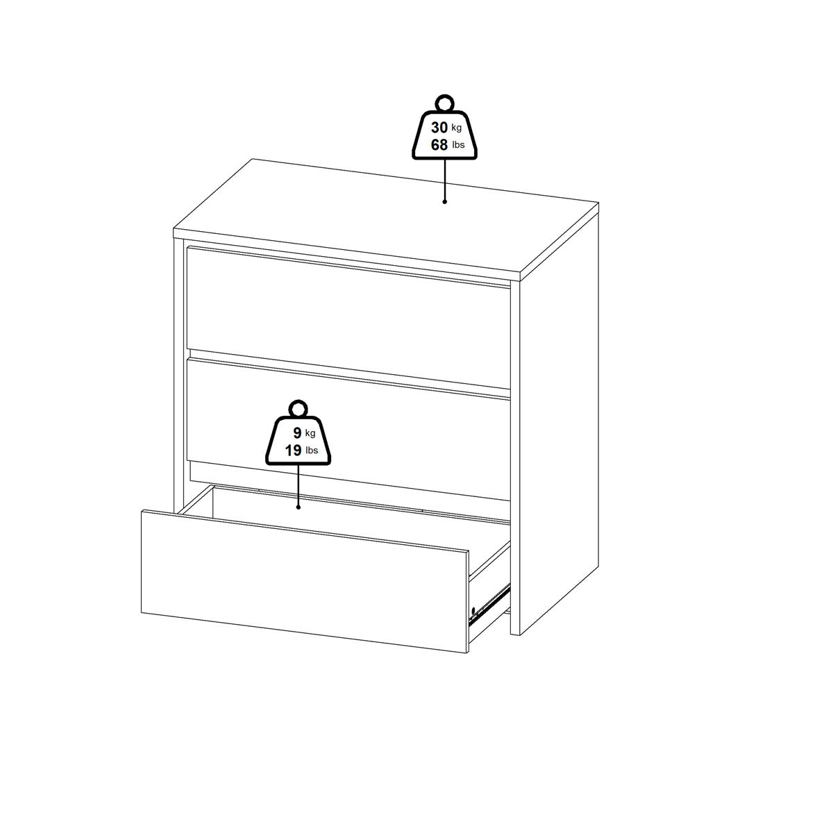 Wooden Chest Of 3 Drawers - Next