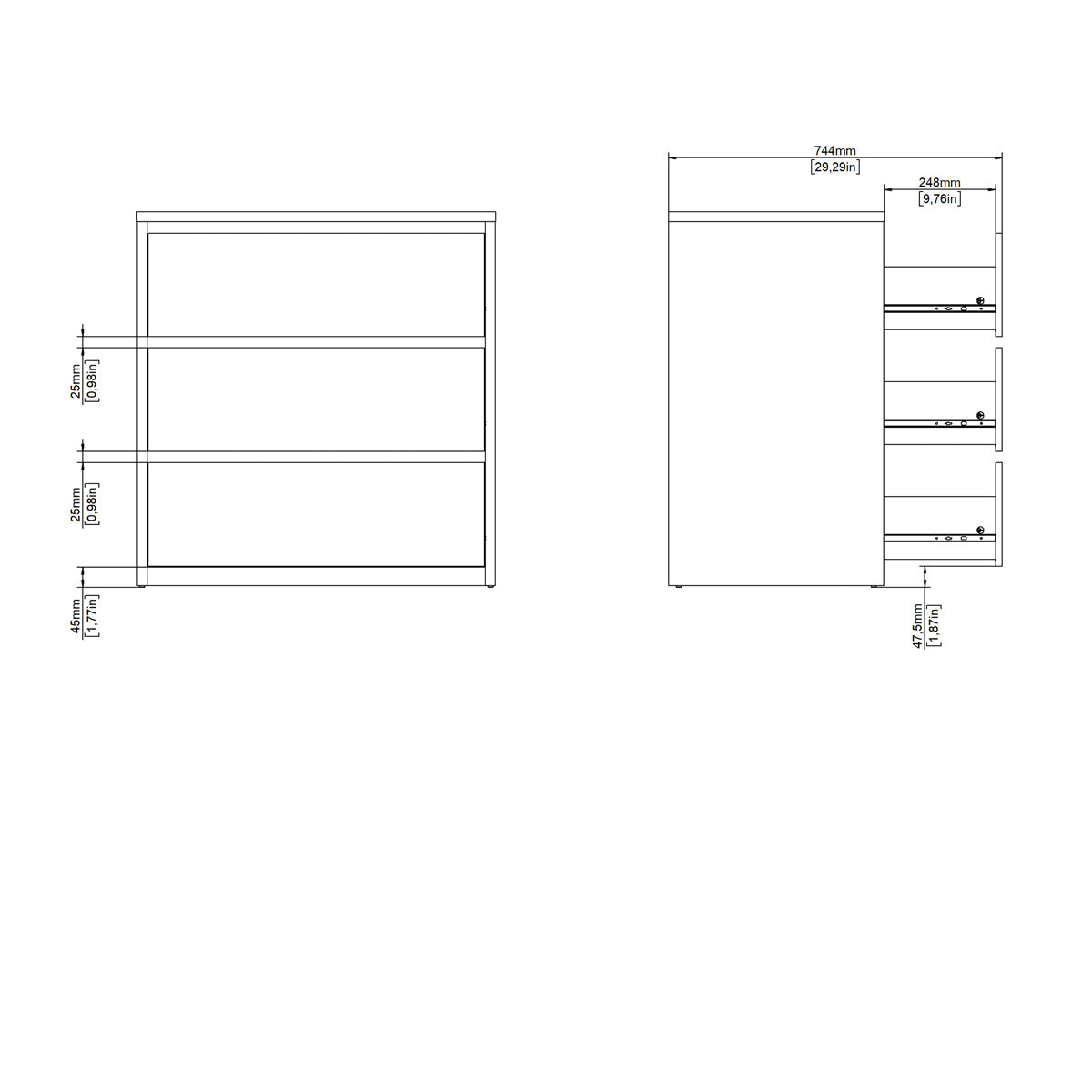 Wooden Chest Of 3 Drawers - Next