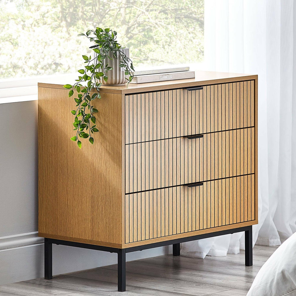 Wooden Chest Of 3 Drawers - Sia