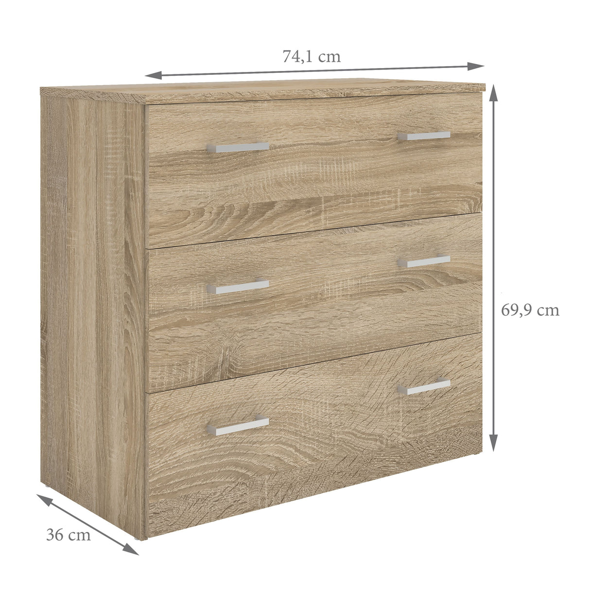Wooden Chest Of 3 Drawers - Space