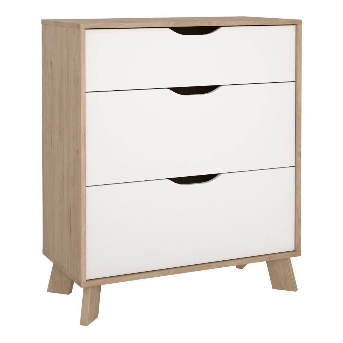 Wooden Chest Of 3 Drawers With White Fronts - Ikast