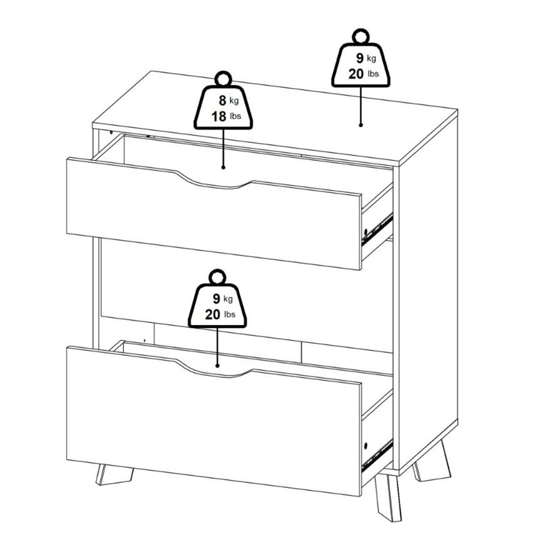 Wooden Chest Of 3 Drawers With White Fronts - Ikast