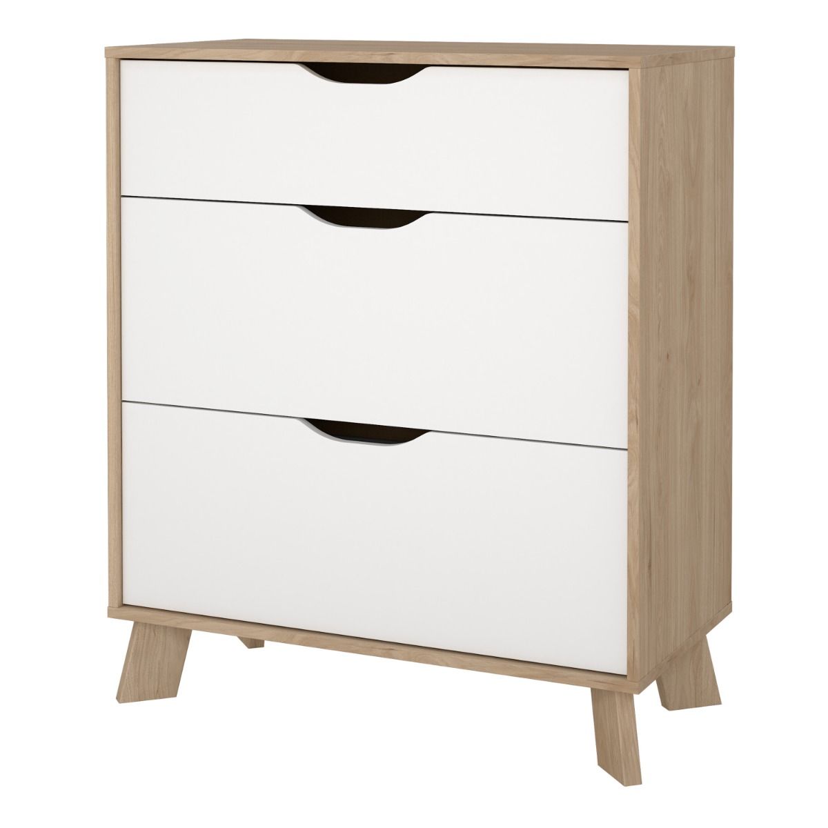 Wooden Chest Of 3 Drawers With White Fronts - Ikast