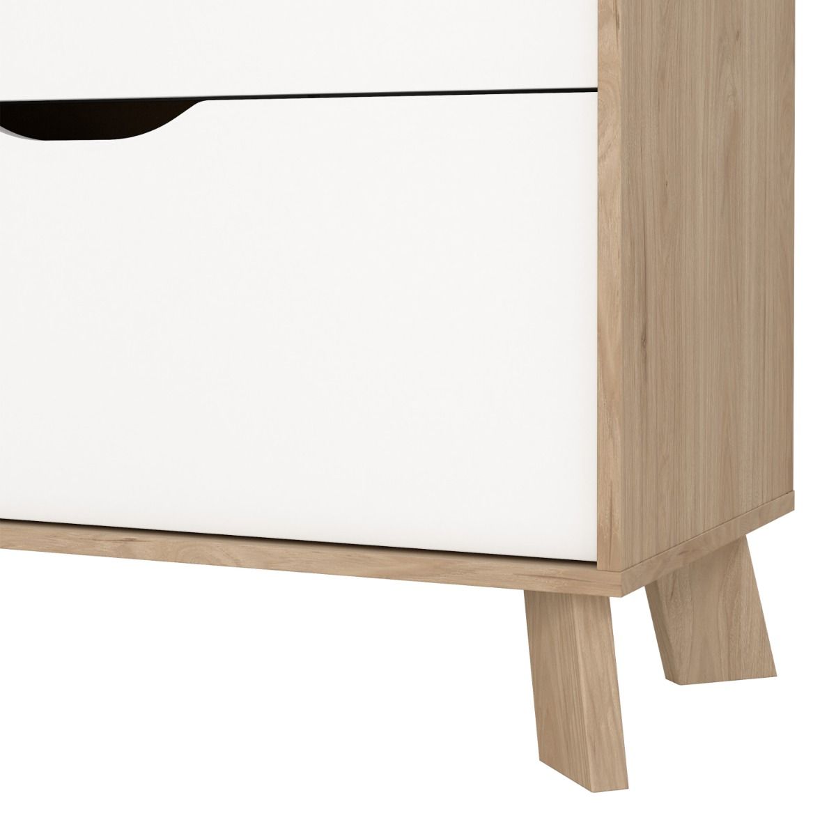 Wooden Chest Of 3 Drawers With White Fronts - Ikast