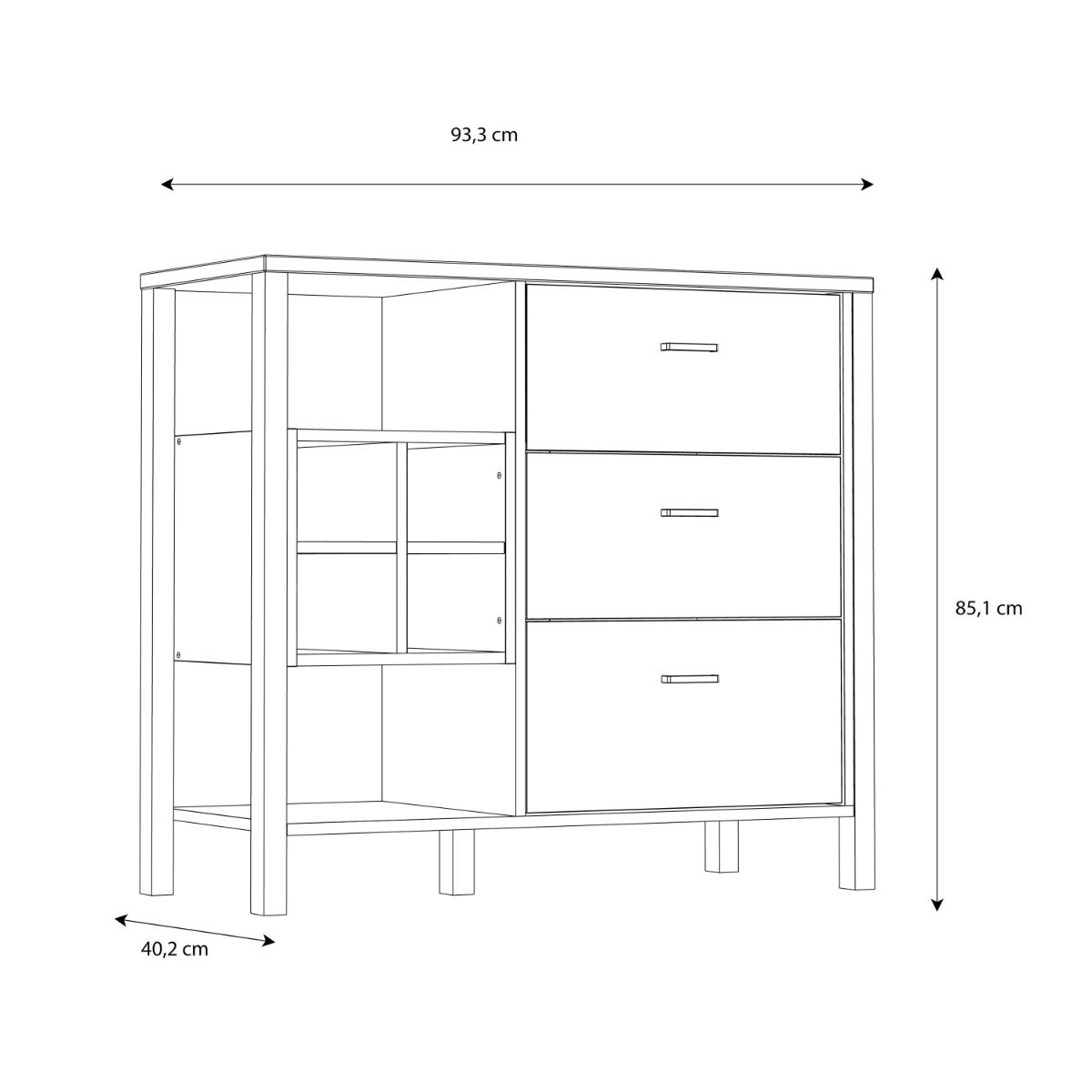 Wooden Chest Of 3 Drawers With Wine Rack - High Rock
