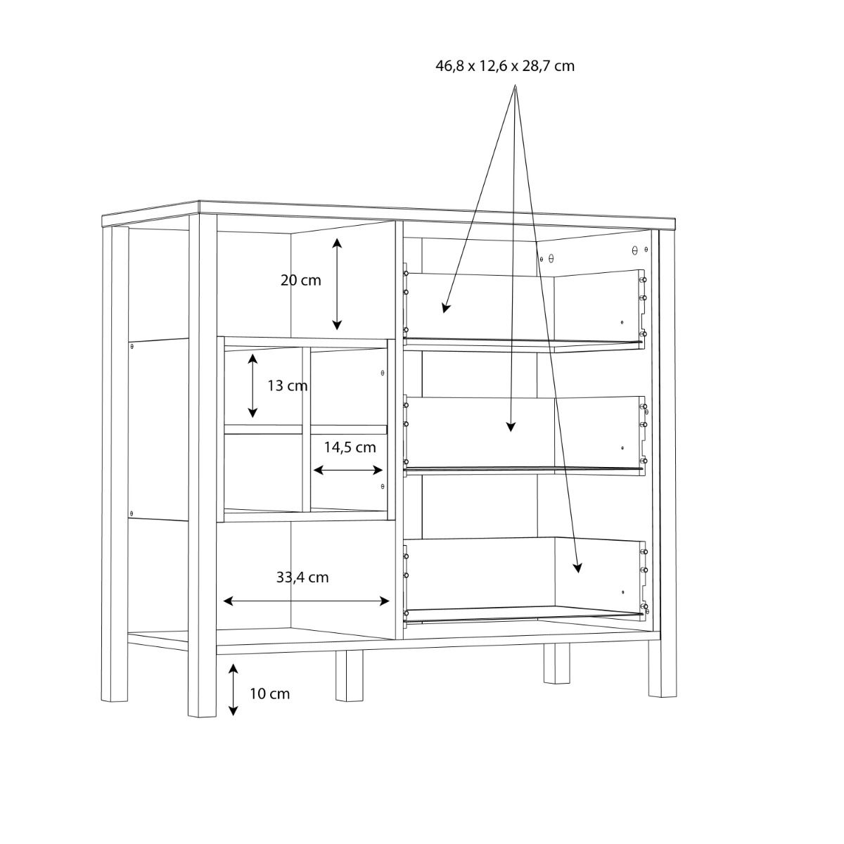 Wooden Chest Of 3 Drawers With Wine Rack - High Rock