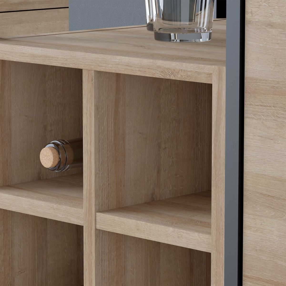 Wooden Chest Of 3 Drawers With Wine Rack - High Rock