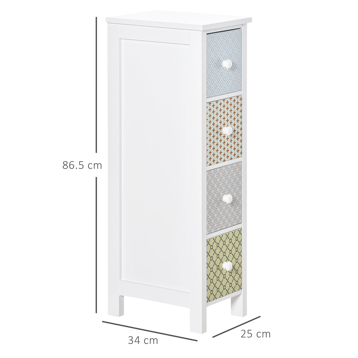 Wooden Chest Of 4 Drawers 25cm Wide - Velmora