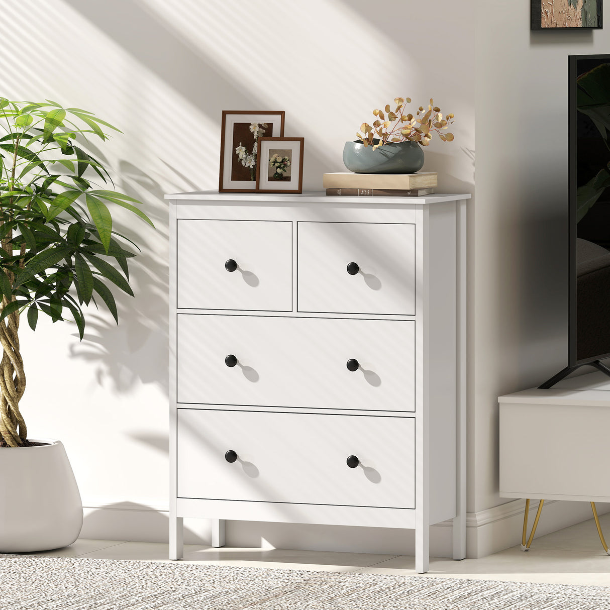 Wooden Chest Of 4 Drawers 74cm Wide - Velmora