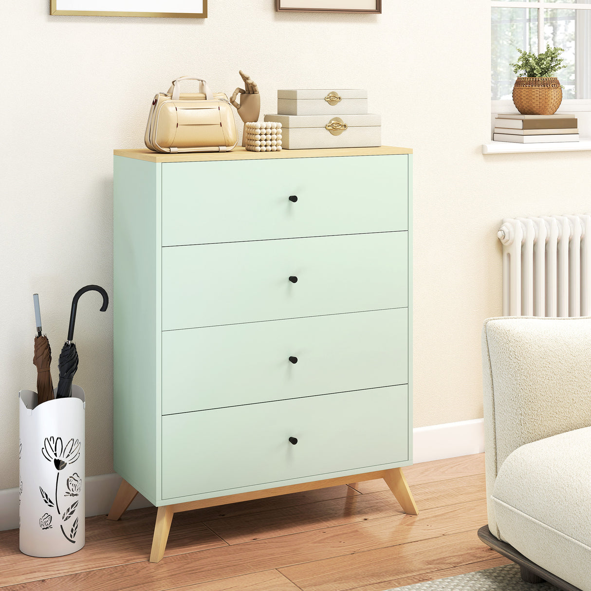 Wooden Chest Of 4 Drawers 77cm Wide - Velmora