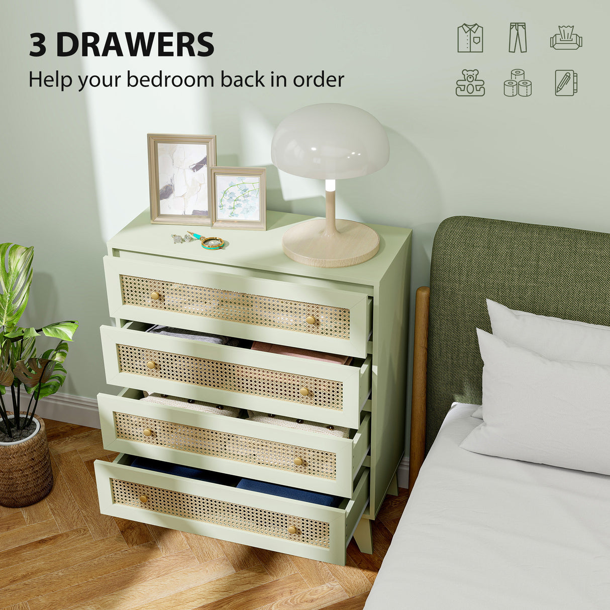 Wooden Chest Of 4 Drawers 80cm Wide - Velmora