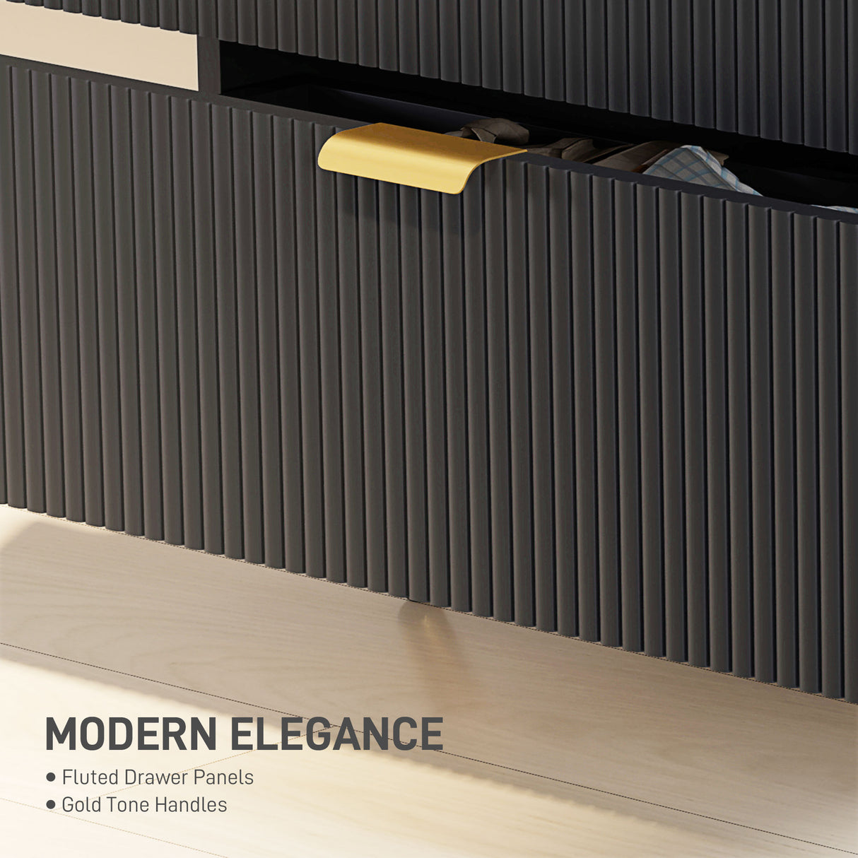 Wooden Chest Of 4 Drawers 80cm Wide With Gold Handles - Velmora