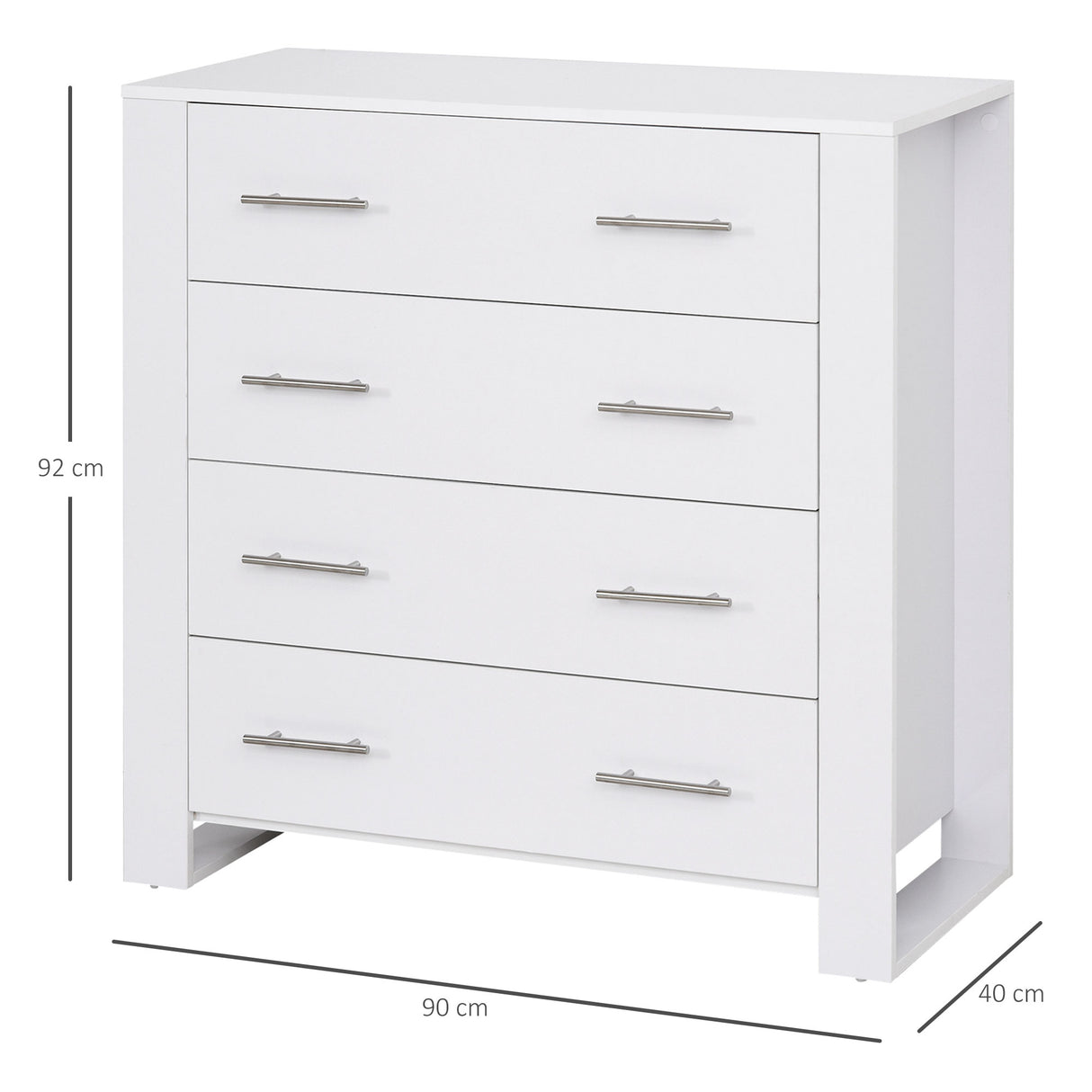 Wooden Chest Of 4 Drawers 90cm Wide - Velmora