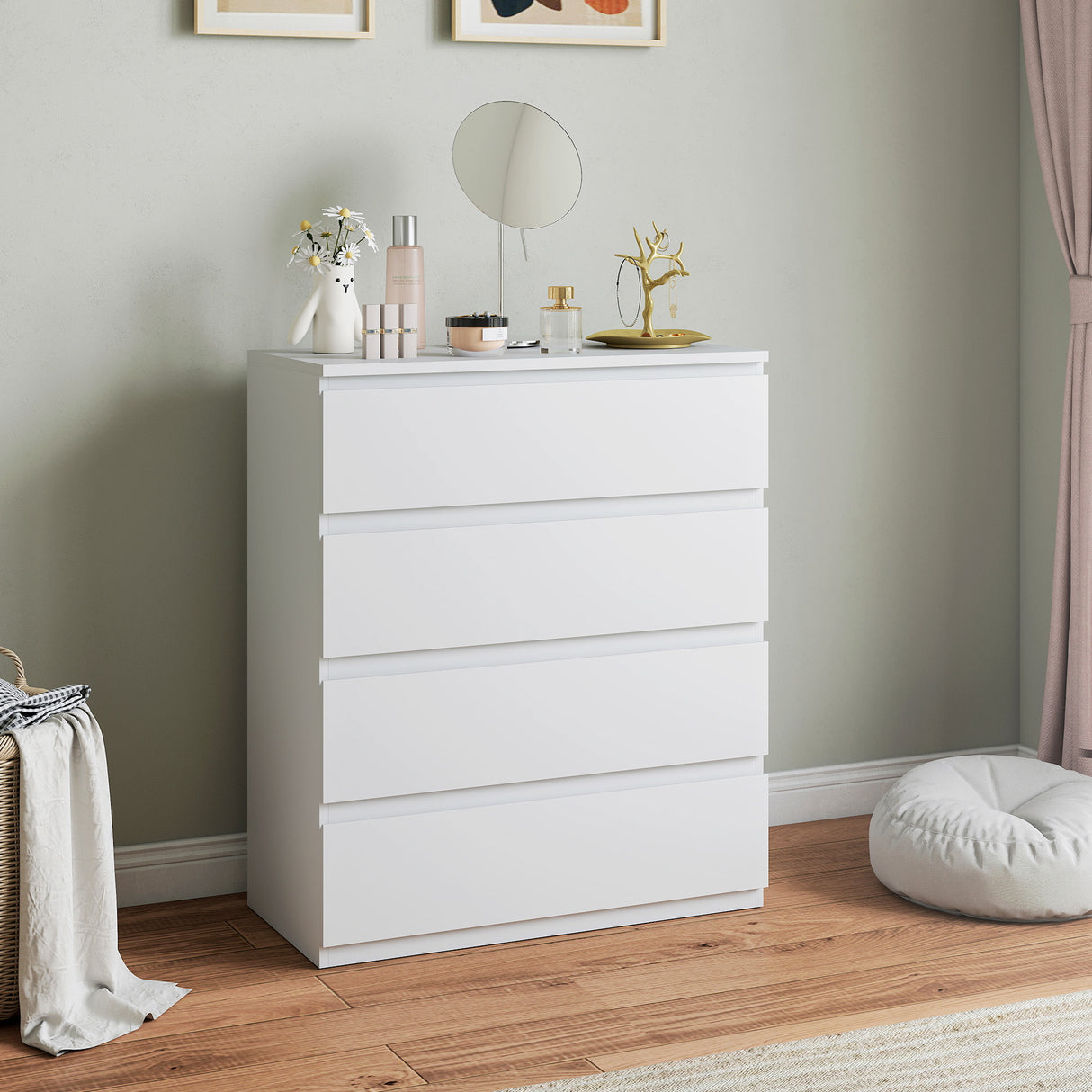 Wooden Chest Of 4 Drawers 95cm H x 80cm W- Velmora