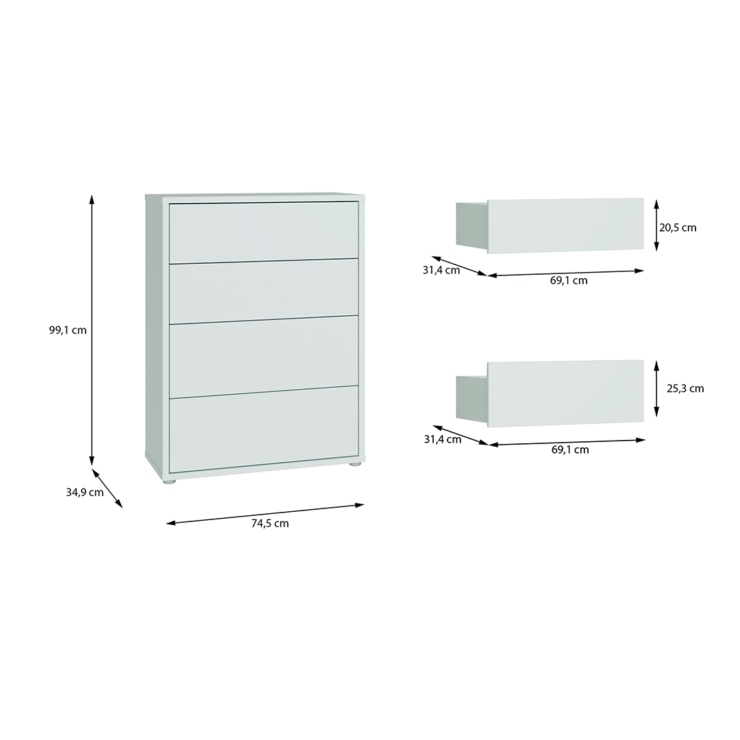 Wooden Chest Of 4 Drawers - Alice Springs