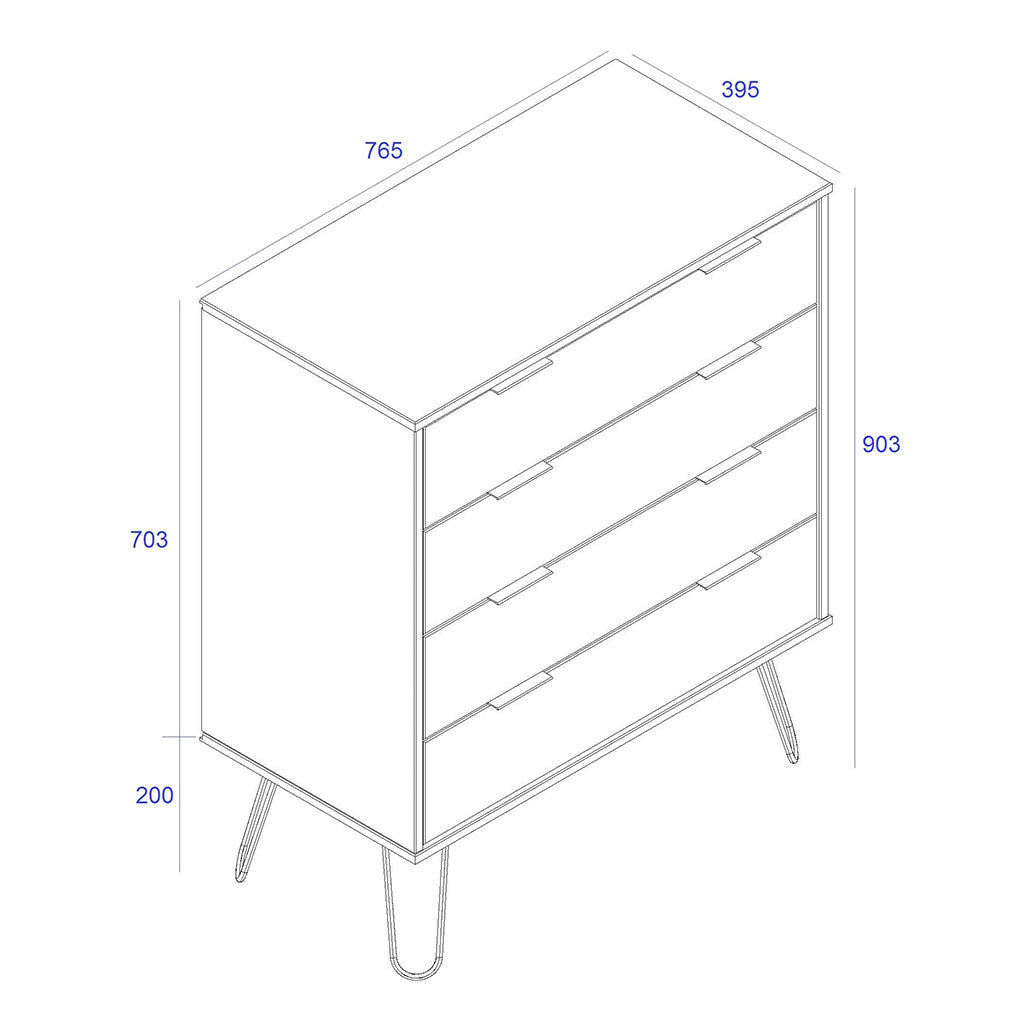Wooden Chest Of 4 Drawers - Augusta