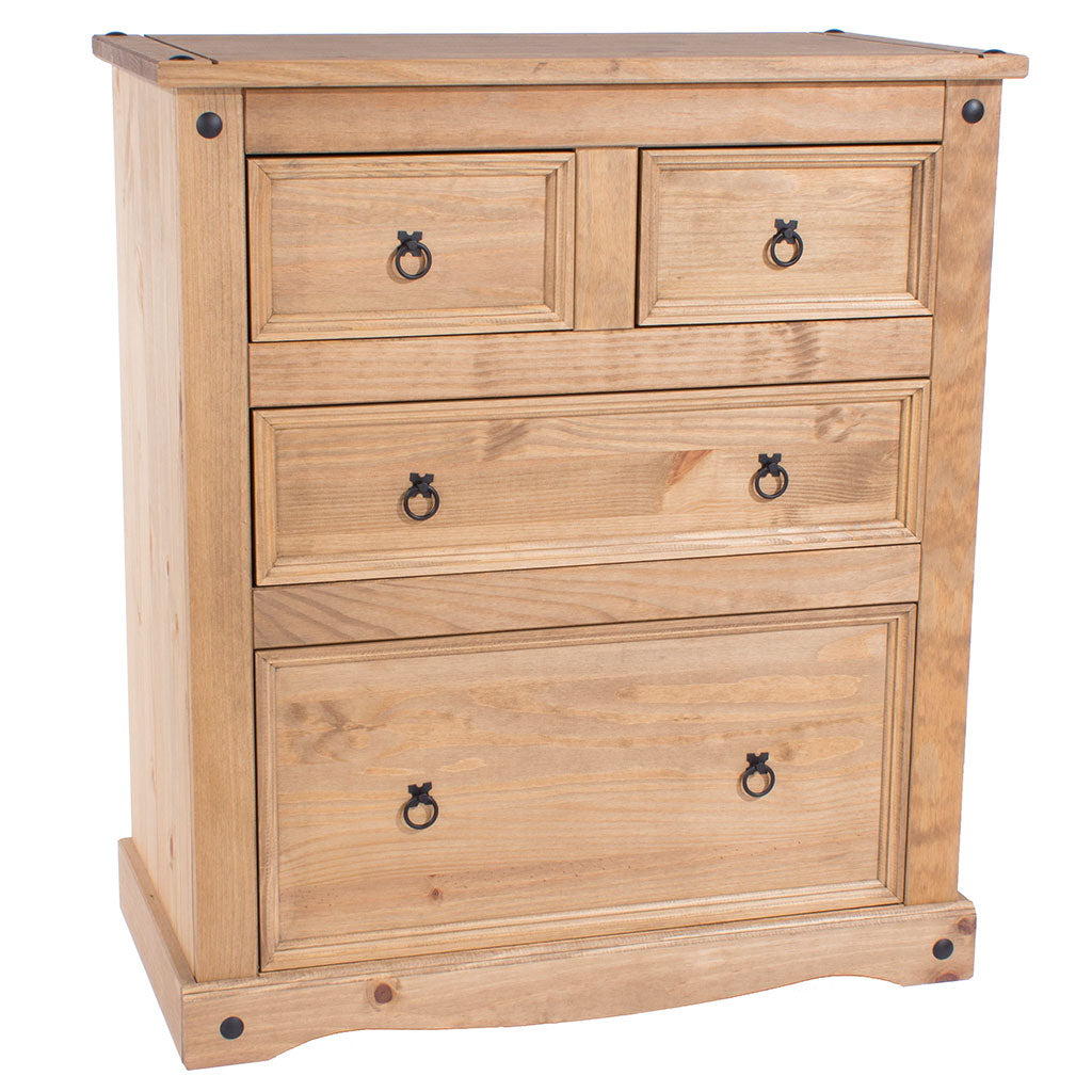 Wooden Chest Of 4 Drawers 91cm Wide - Corona
