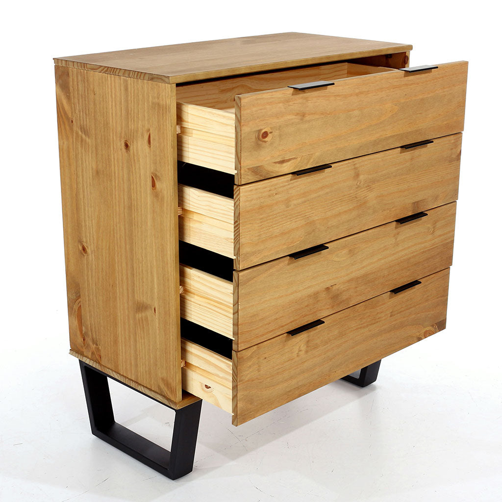 Wooden Chest Of 4 Drawers Wide - Texas