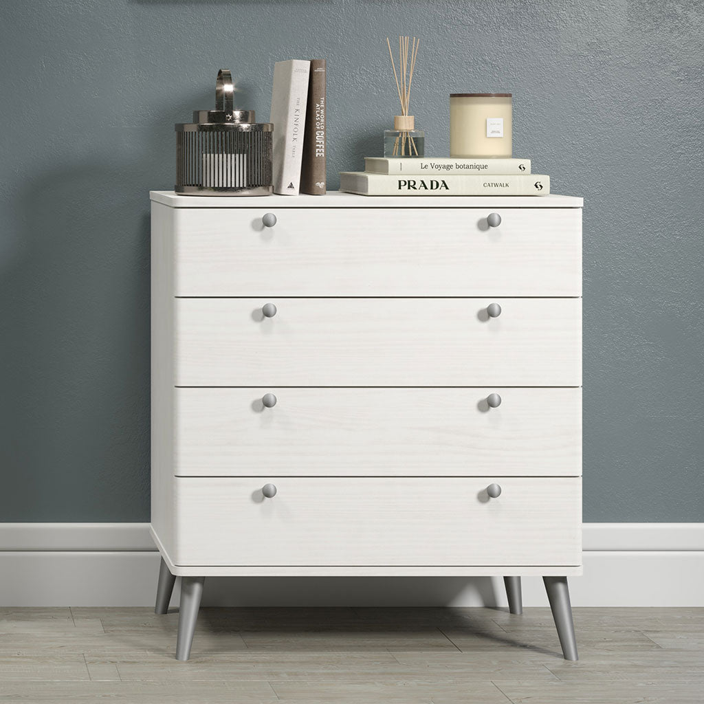 Wooden Chest Of 4 Drawers With Plastic Legs - Augusta