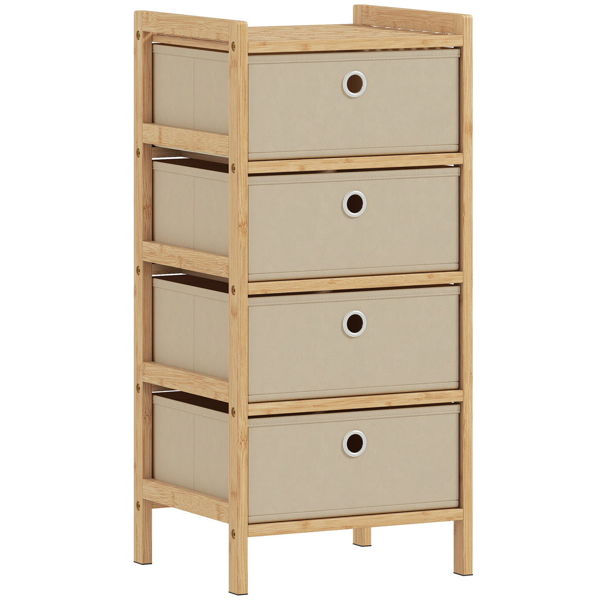 Wooden Chest Of 4 Fabric Drawers 33cm Wide - Velmora