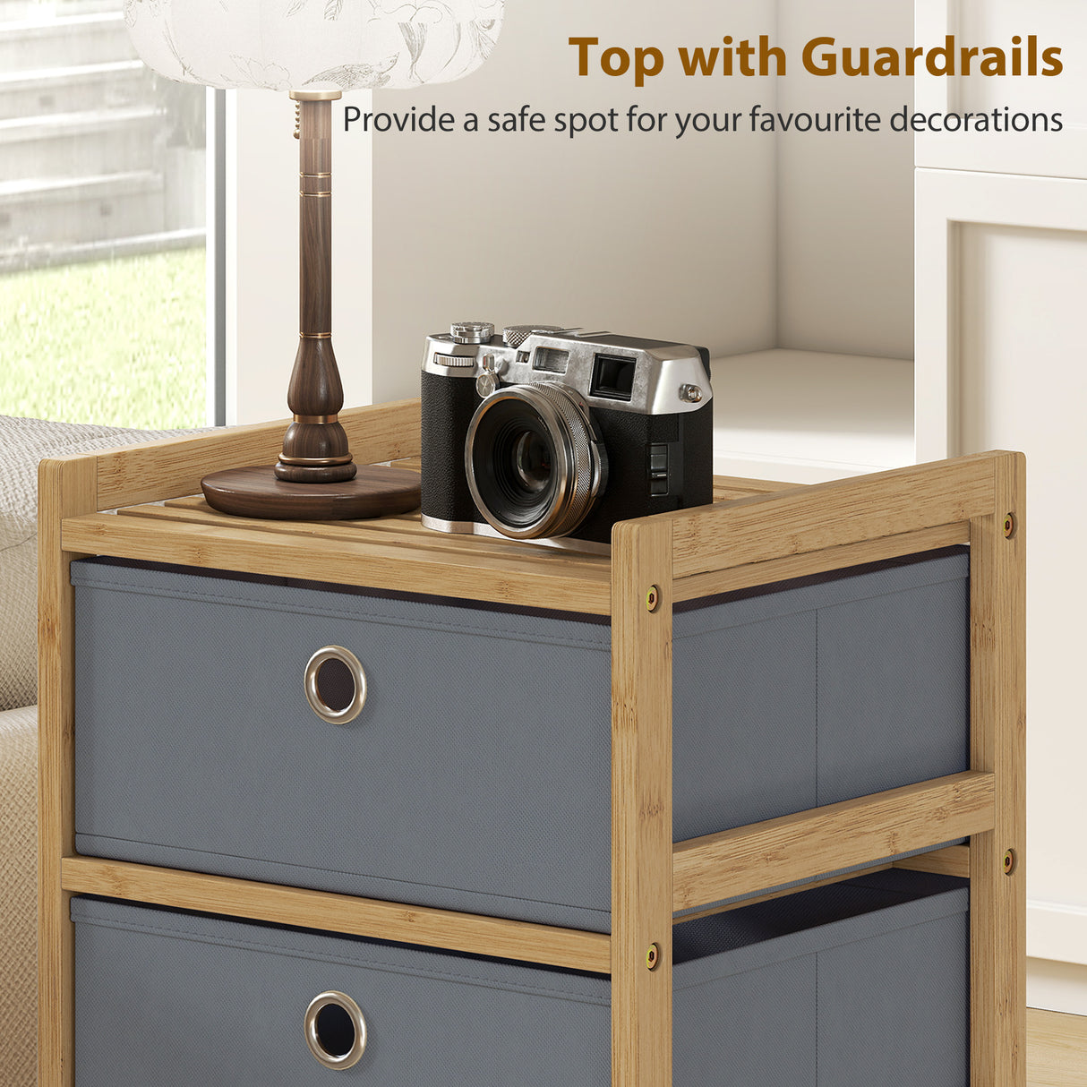 Wooden Chest Of 4 Fabric Drawers 33cm Wide - Velmora