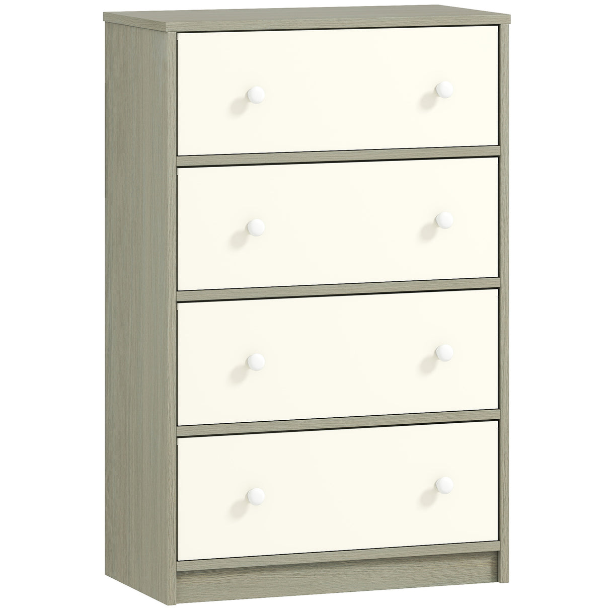 Wooden Chest Of 4 Fabric Drawers 58cm Wide - Velmora