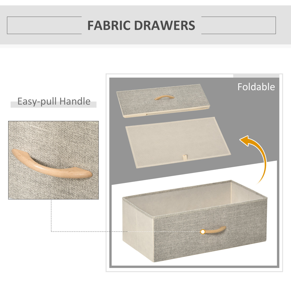 Wooden Chest Of 4 Fabric Drawers 58cm Wide With Metal Frame - Velmora