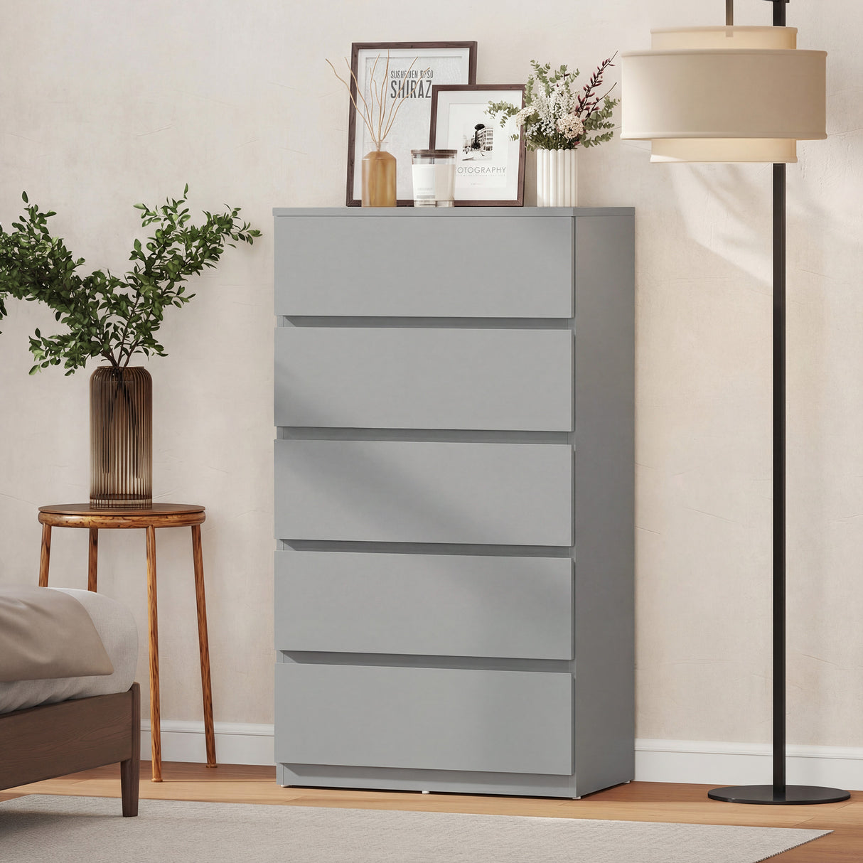 Wooden Chest Of 5 Drawers 100cm H x 55cm W x 34cm D - Velmora