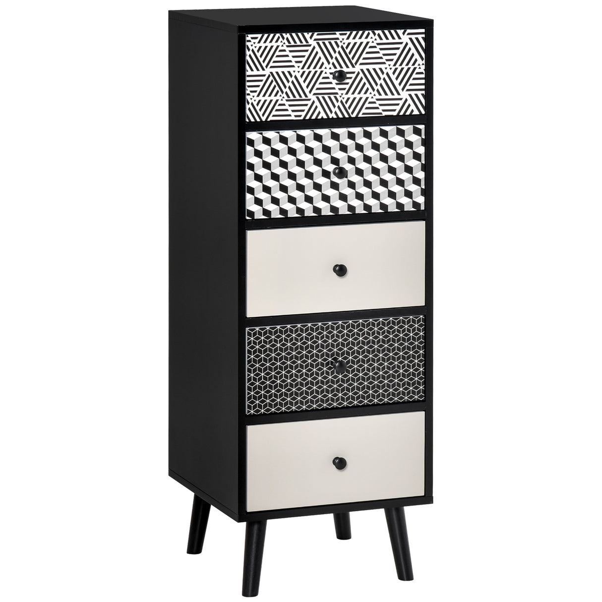 Wooden Chest Of 5 Drawers 40cm Wide - Velmora