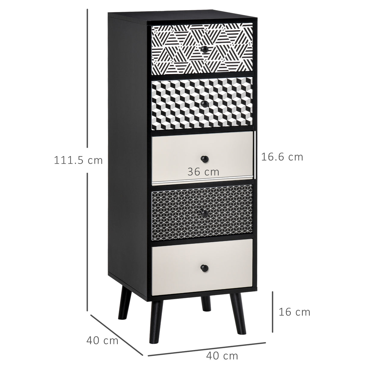 Wooden Chest Of 5 Drawers 40cm Wide - Velmora