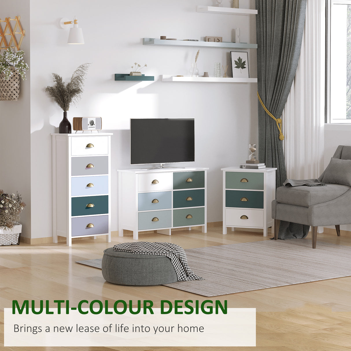 Wooden Chest Of 5 Drawers 45cm Wide - Velmora