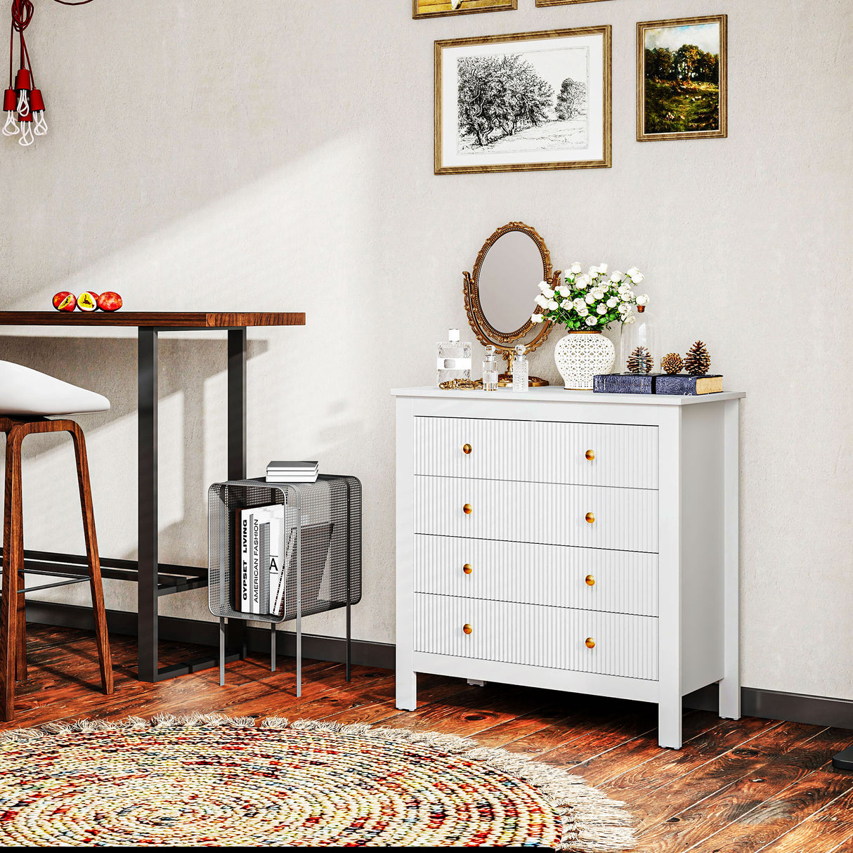 Wooden Chest Of 5 Drawers 79cm Wide - Velmora