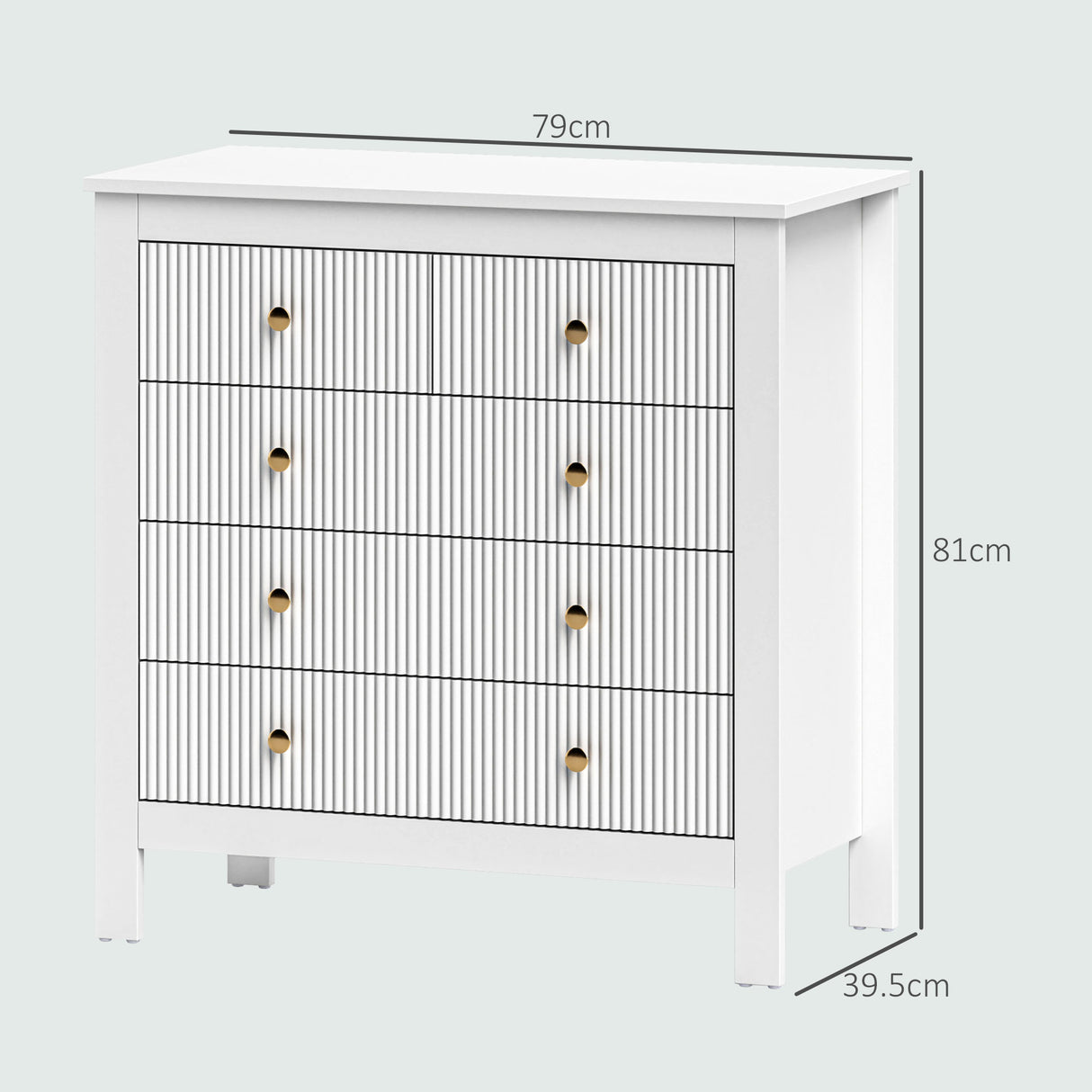 Wooden Chest Of 5 Drawers 79cm Wide - Velmora