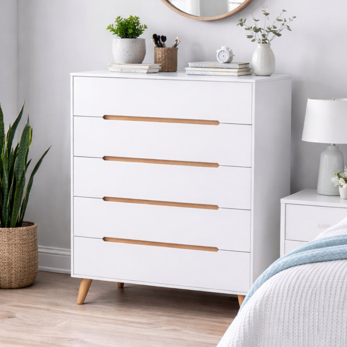 Wooden Chest Of 5 Drawers - Alicia