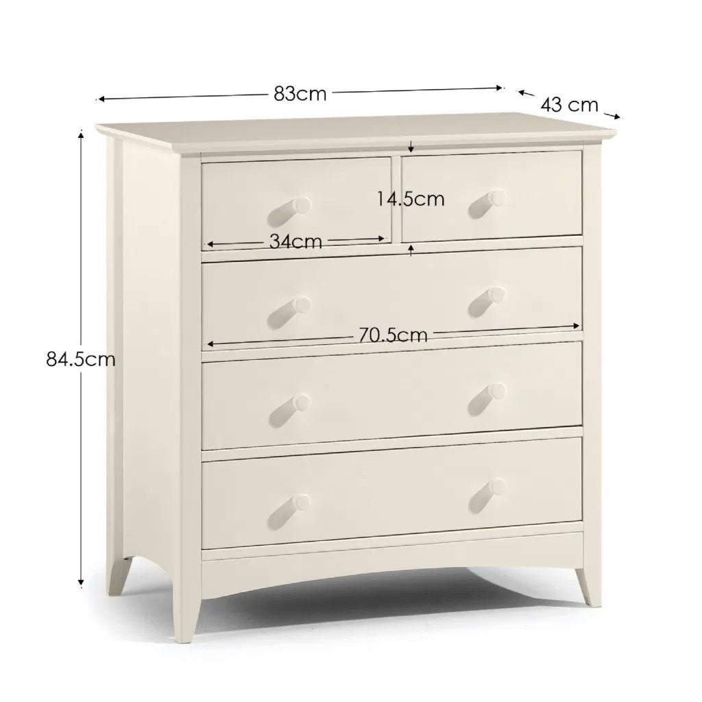 Wooden Chest Of 5 Drawers - Cameo