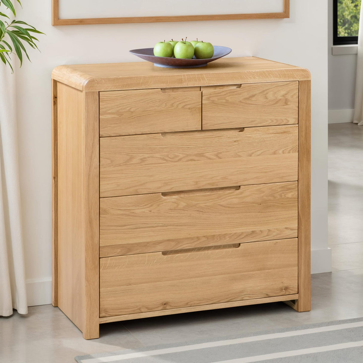 Wooden Chest Of 5 Drawers - Curve