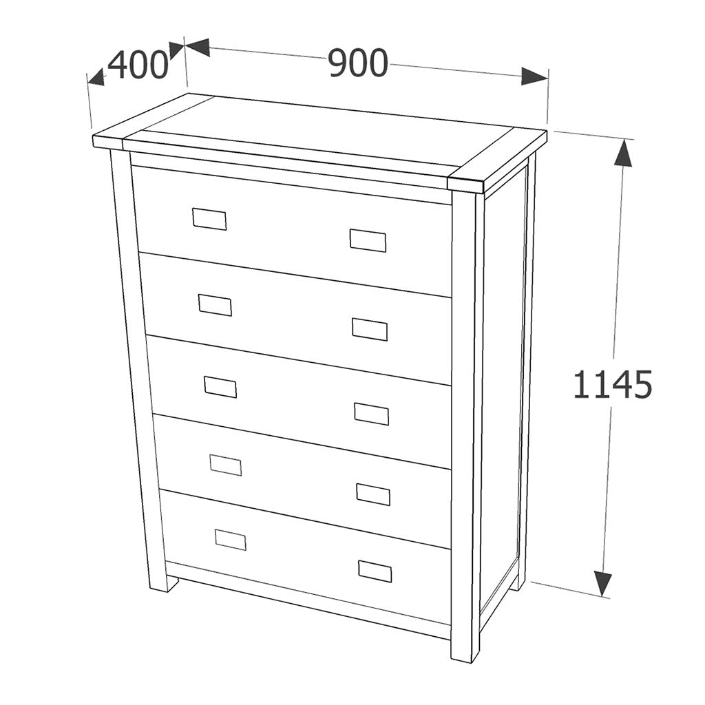 Wooden Chest Of 5 Drawers - Dunkeld