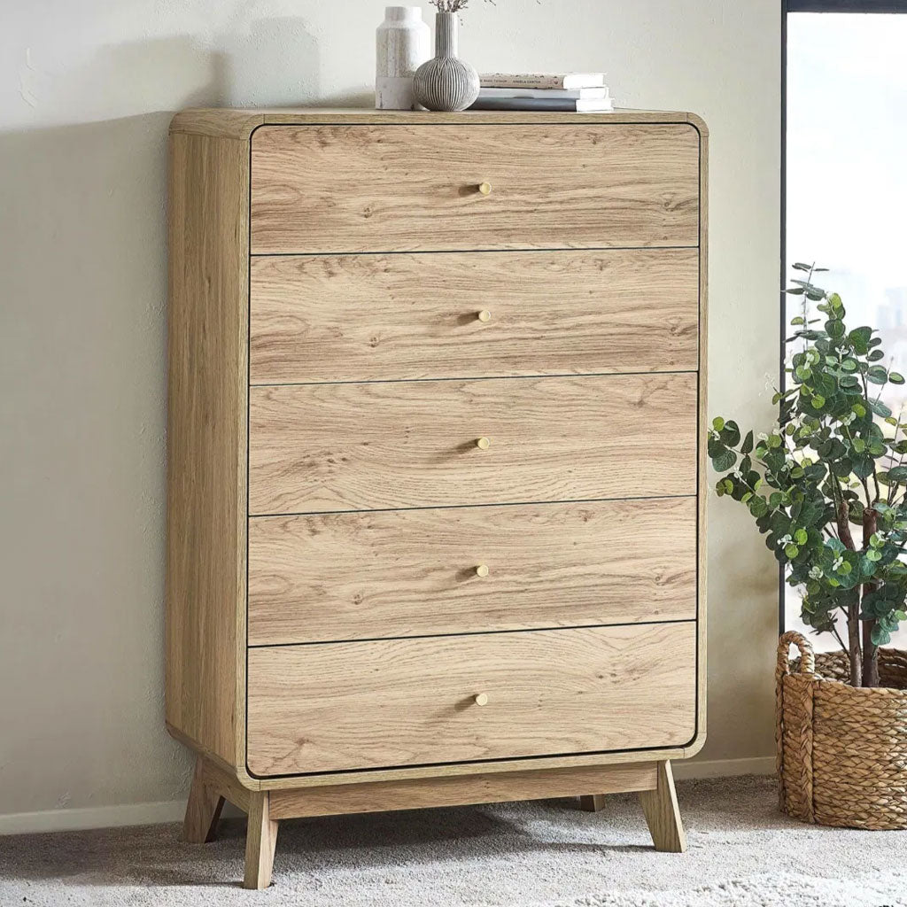 Wooden Chest Of 5 Drawers - Ingrid