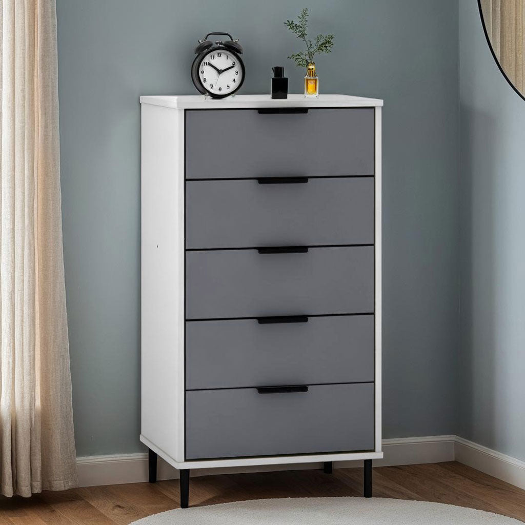Wooden Chest Of 5 Drawers Narrow - Madrid