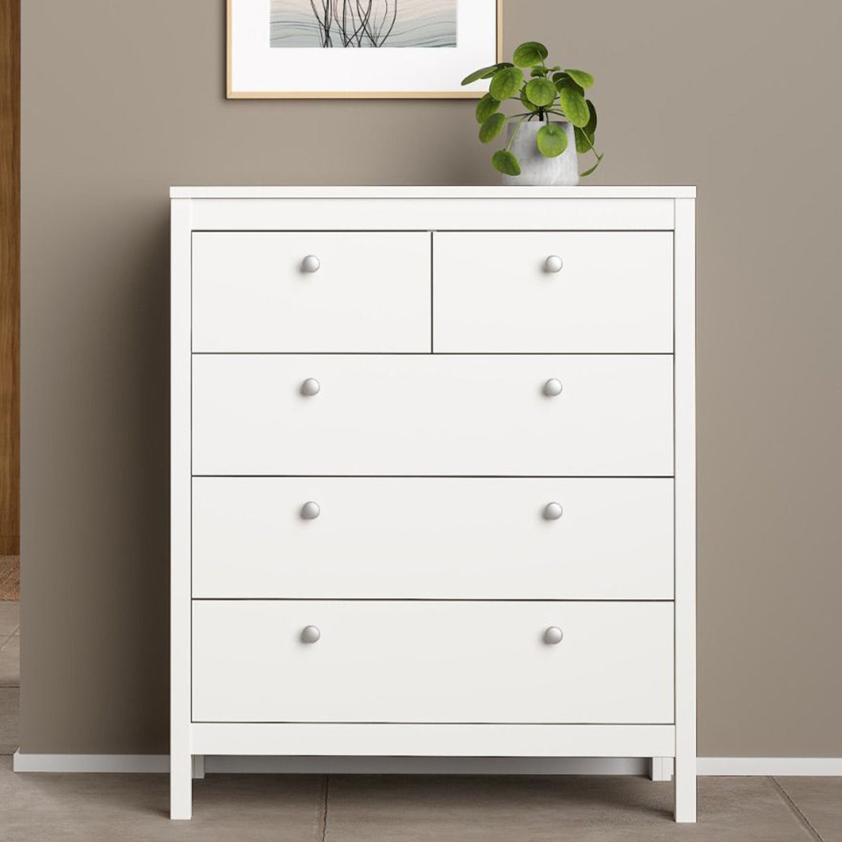 Wooden Chest Of 5 Drawers - Madrid