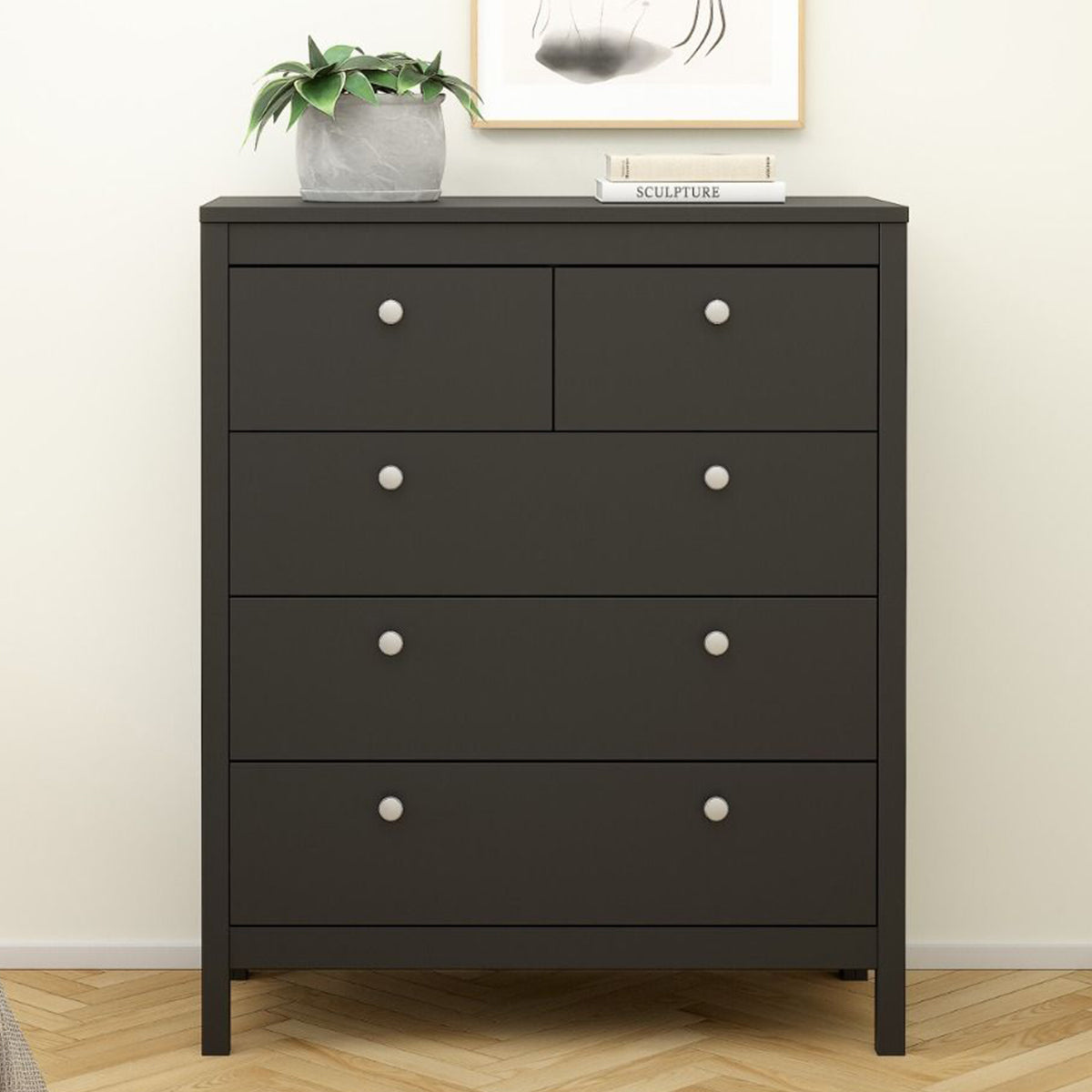 Wooden Chest Of 5 Drawers - Madrid