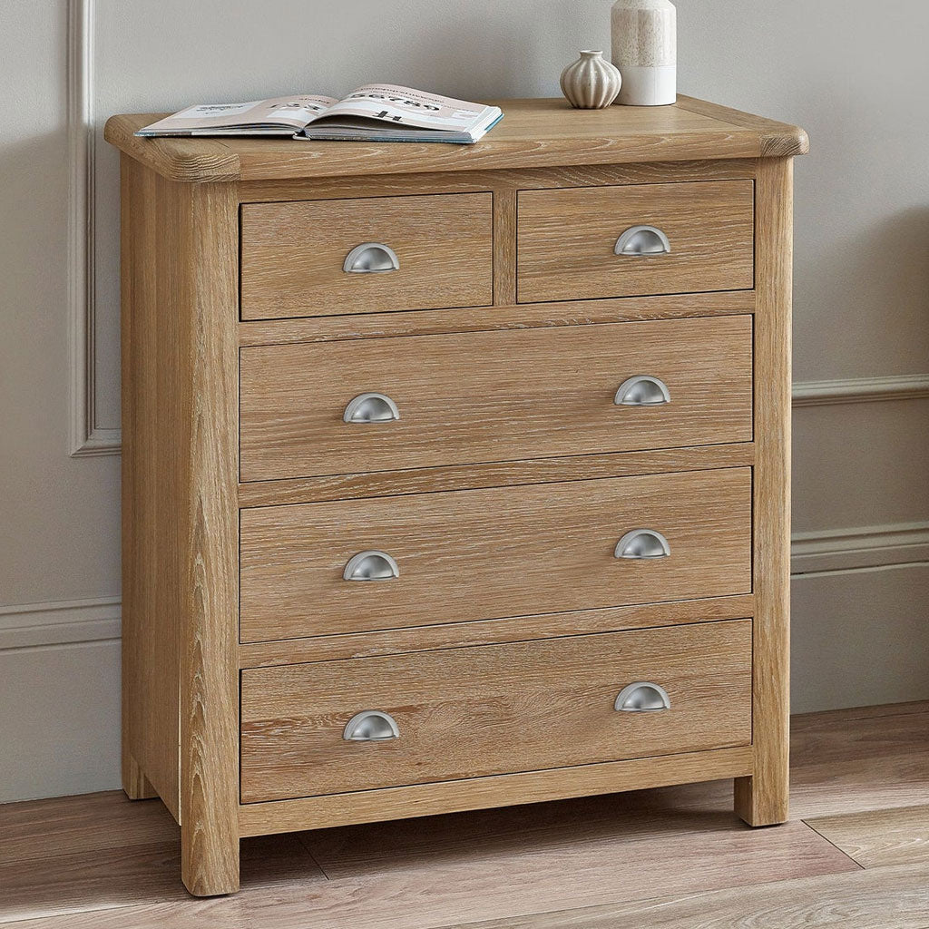 Wooden Chest Of 5 Drawers - Memphis