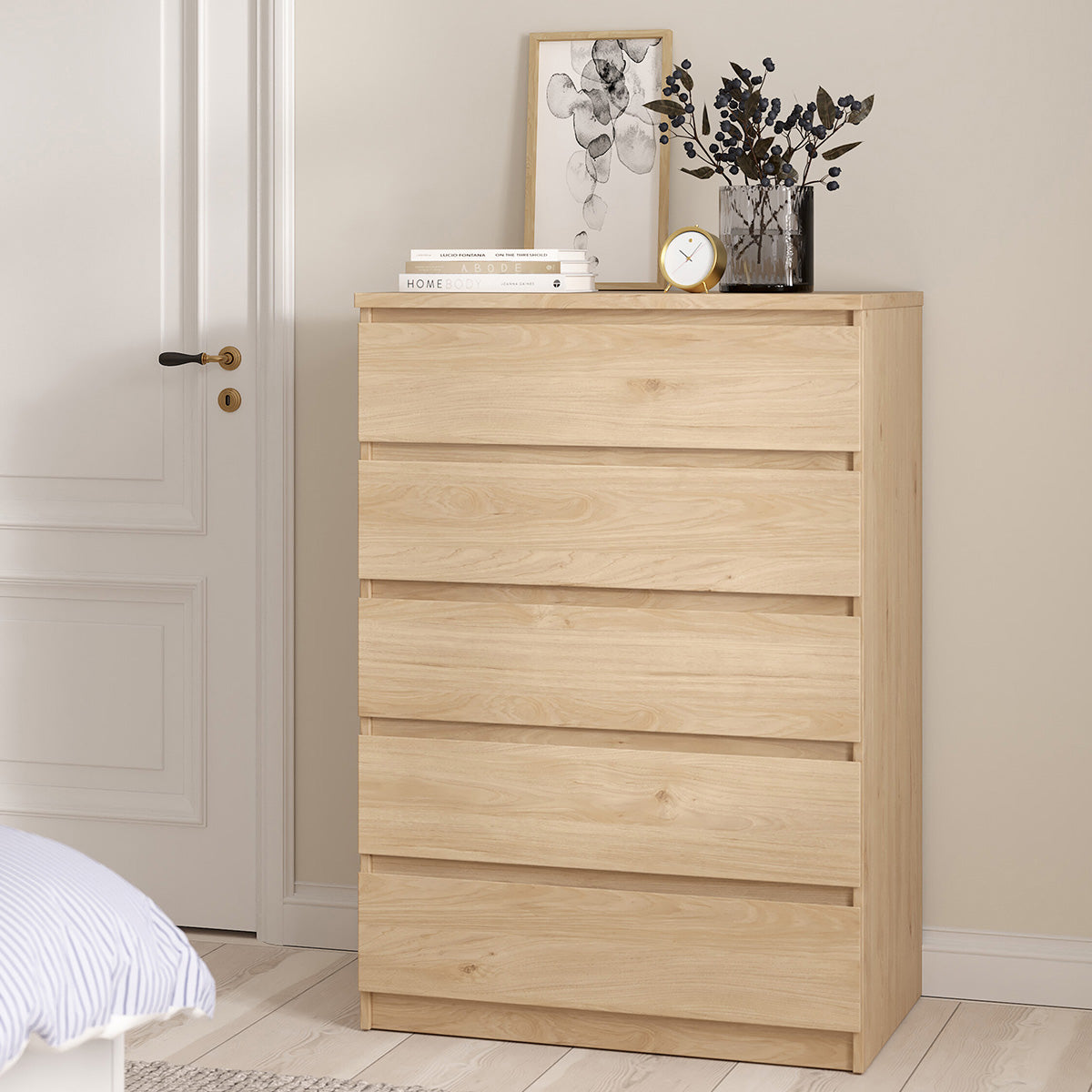 Wooden Chest Of 5 Drawers - Naia