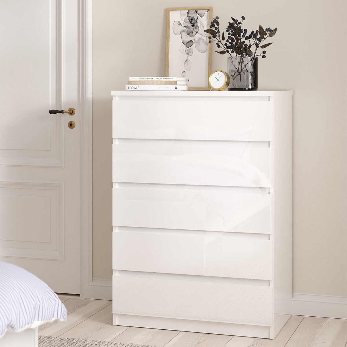 Wooden Chest Of 5 Drawers - Naia