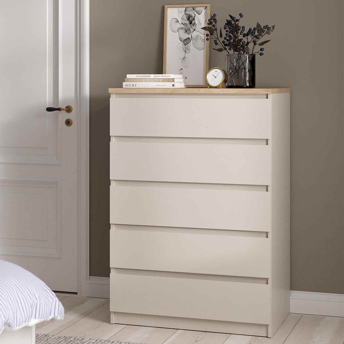 Wooden Chest Of 5 Drawers - Naia